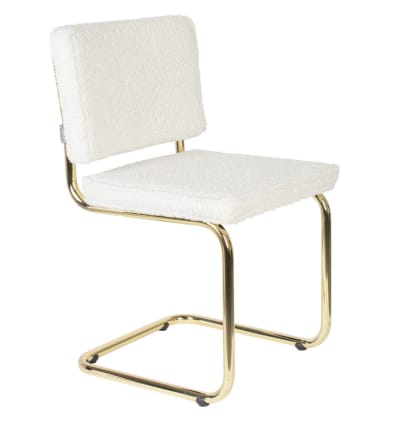 Chaise en tissu bouclé blanc