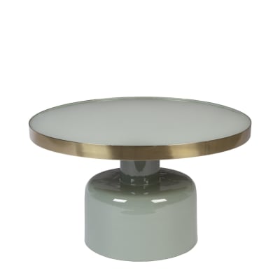 Table basse ronde en acier émaillé vert d'eau