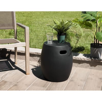Table d'appoint de jardin noire et ronde en béton d43 cm