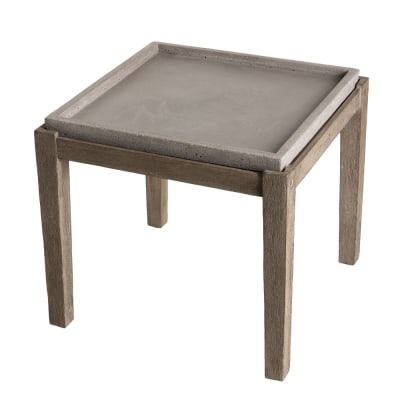 Table d'appoint de jardin carrée béton et acacia l53 cm