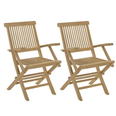 Ensemble de 2 fauteuils de jardin en bois teck