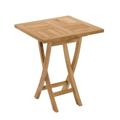 Table de jardin carrée pliante 2 personnes l. 60 cm en teck