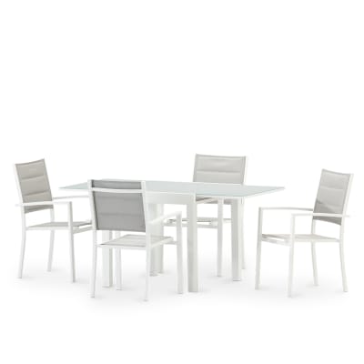 Table de jardin en aluminium blanc 4 personnes