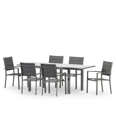 Table de jardin en aluminium gris anthracite 6 personnes