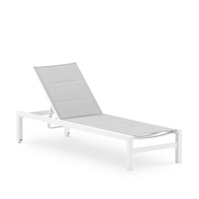 Chaise longue avec structure droite en aluminium blanc avec roulettes