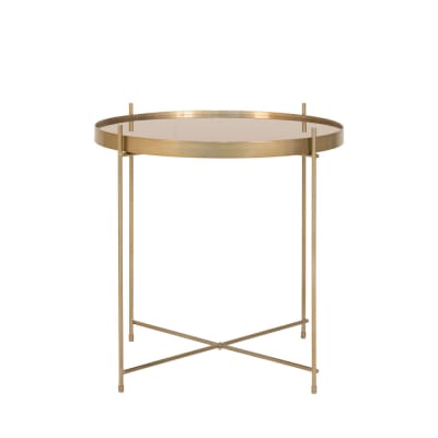 Table basse en verre et métal ø48xh48cm - laiton