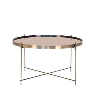 Table basse en verre et métal ø70xh40cm - laiton