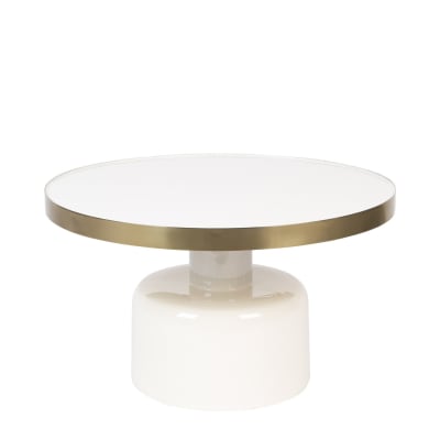 Table basse ronde en acier émaillé blanc d60