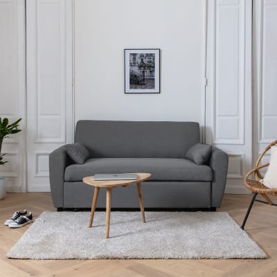 Canapé convertible 3 places en tissu gris
