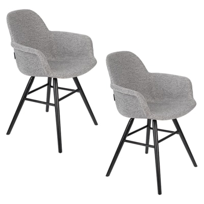 Lot de 2 fauteuils de table en tissu gris clair