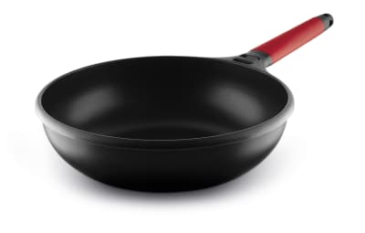 Wok 28cm antiadhésif, fonte d’aluminium, manche amovible, tous feux