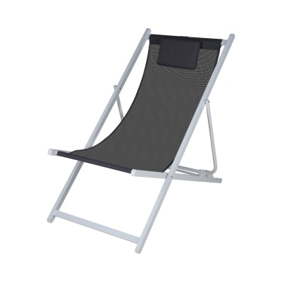 Chaise longue pliante chilienne blanc et gris anthracite 91x61x101cm