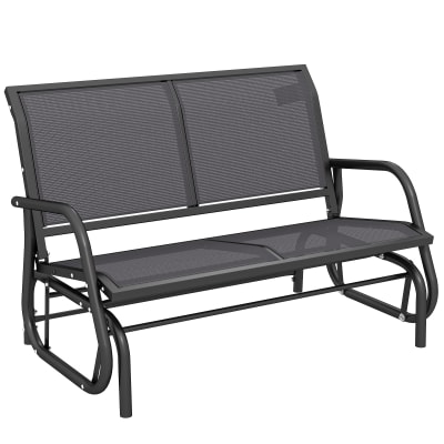 Banc à bascule de jardin 2 places contemporain acier textilène gris
