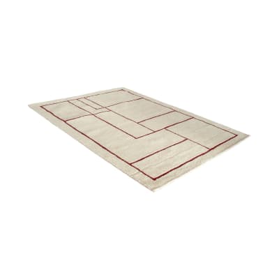 Tapis 100% laine écru à motifs terracotta tissé main 160 x 230 cm