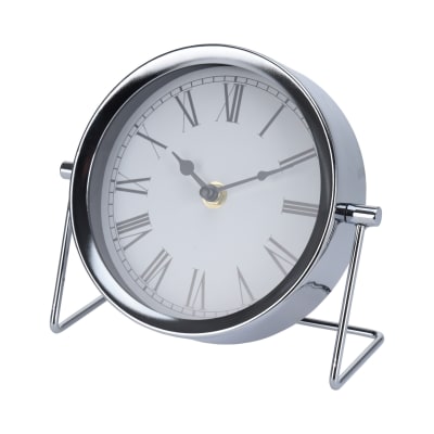 Horloge à poser en métal argenté chiffres romains