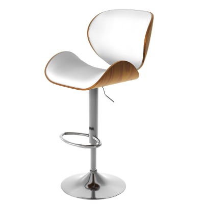 Chaise de bar réglable 63/84 cm en cuir synthétique blanc