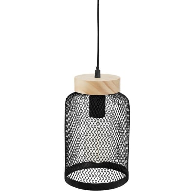 Suspension métal bois noir