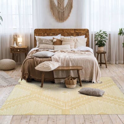 Tapis en coton avec motifs zig zag en laine épaisse naturel 120x170