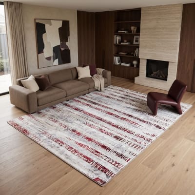 Tapis abstrait moderne gris rouge 120x170