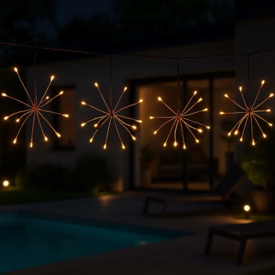 Guirlande solaire cuivre cuivre 144led