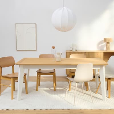 Table rectangulaire extensible en chêne l180/260 blanc