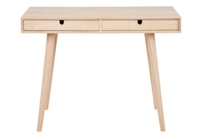 Bureau en bois avec deux tiroirs et pieds inclinés