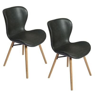 Lot de 2 chaises simili et bois noir