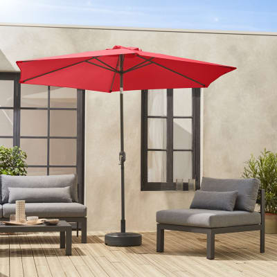 Parasol droit rond rouge en aluminium avec mât central 3m de diamètre