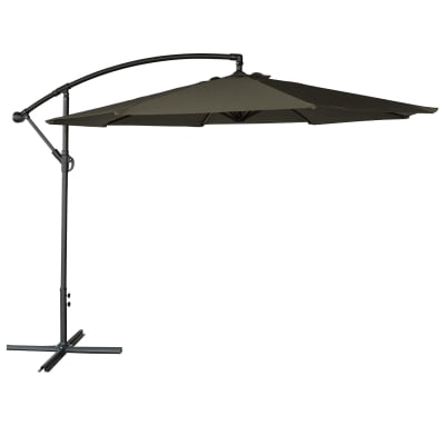 Parasol déporté rond 3,50m en acier et toile grise