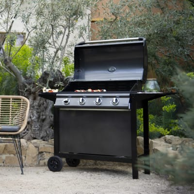 Barbecue au gaz 4 brûleurs en métal noir