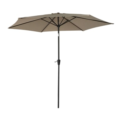 Parasol droit rond 2,70m en aluminium et toile taupe