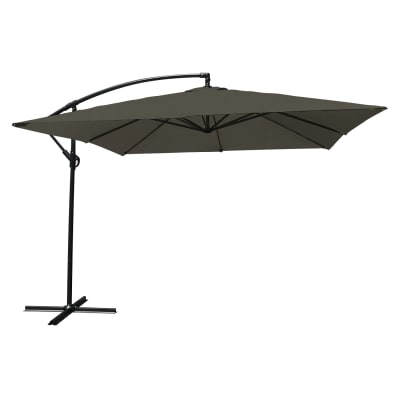 Parasol déporté carré 2,7x2,7m en acier et toile grise