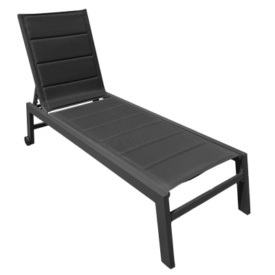 Bain de soleil en textilène noir et aluminium anthracite