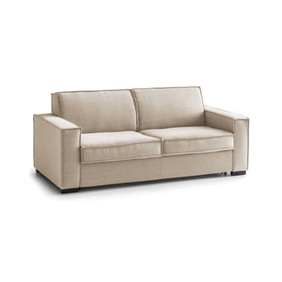 Canapé lit 2 places en tissu beige 180x95 cm