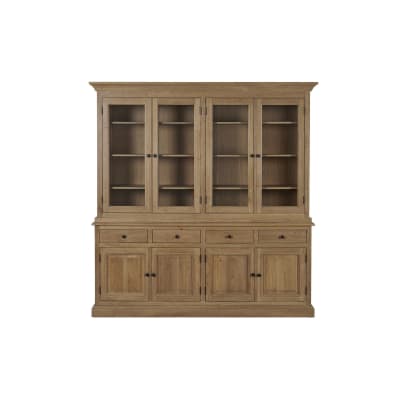 Buffet vaisselier en chêne 4 portes vitrées 4 tiroirs 4 portes bois