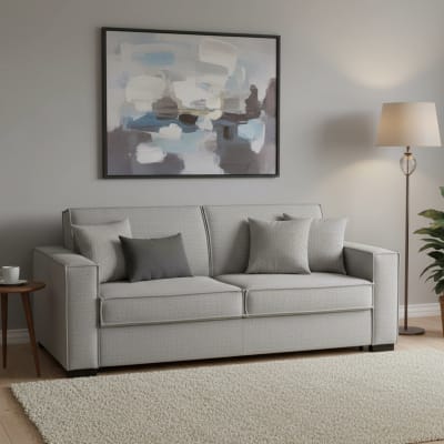 Canapé lit 3 places en tissu gris 220x95 cm