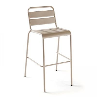 Chaise haute de jardin en métal taupe