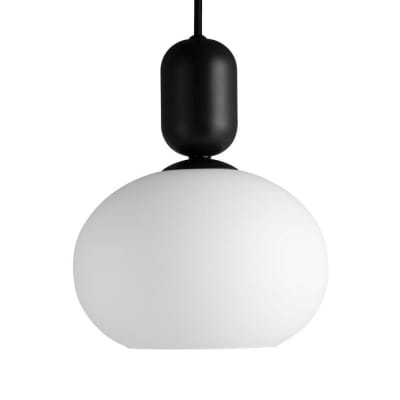 Suspension moderne en métal moka avec sphère blanche Ø20 cm