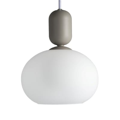 Plafonnier suspendu gris lumière homogène avec sphère blanche ø20 cm