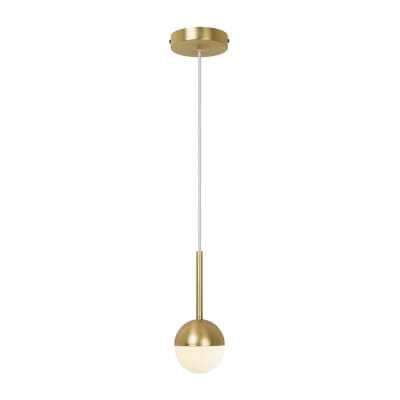 Suspension dorée avec demi-sphère en verre opale ø10
