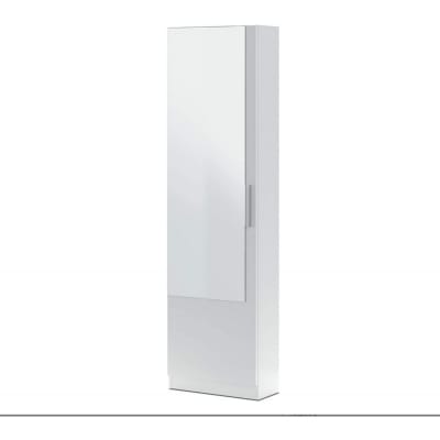 Meuble à chaussures 1 porte avec miroir blanc - h180 x l50 cm