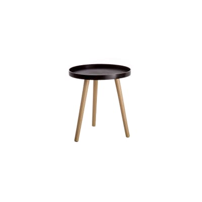Table d'appoint bout de canapé bois et polypropylène noir 40x40x43,5cm