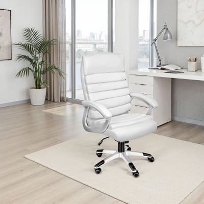 Fauteuil de bureau rotatif à 360° réglable cuir synthétique blanc