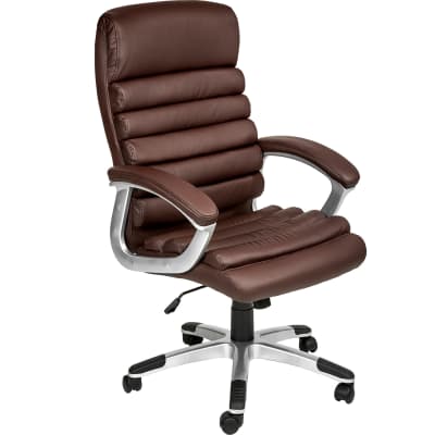 Fauteuil de bureau rotatif 360° réglable cuir synthétique marron