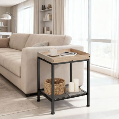 Table d'appoint 41,5 x 41 x 56 cm en panneau de fibres bois clair