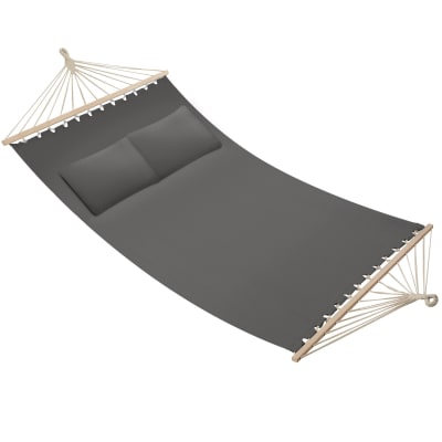 Hamac avec barres d'expansion 2 personnes polyester/coton gris foncé