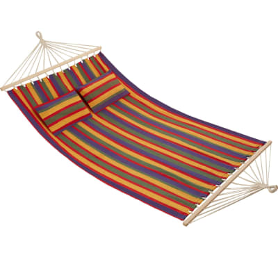 Hamac avec barres d'expansion 2 pers. Polyester/coton rayures colorées