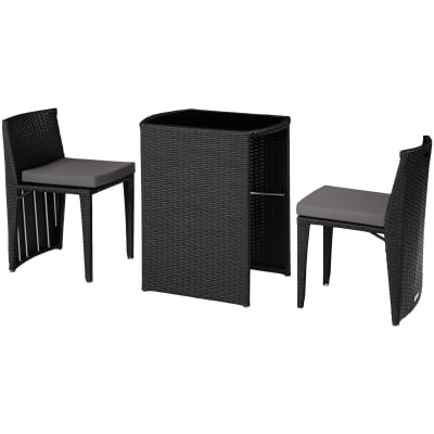 Salon de jardin pliable en polyéthylène et aluminium noir