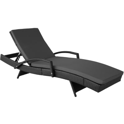 Bain de soleil transat résine tressée aluminium dossier réglable noir