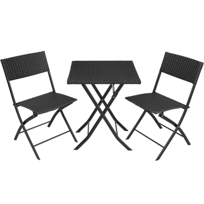 Salon de jardin 2 personnes résine tressée acier résistant aux uv noir